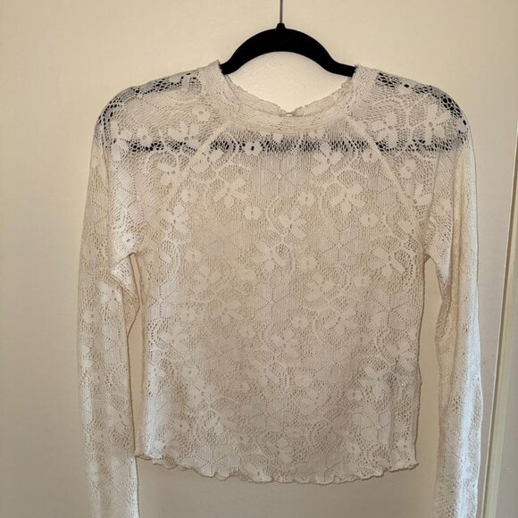 Free People Women's Lace Cream and White Shirt - Picture 2 of 5